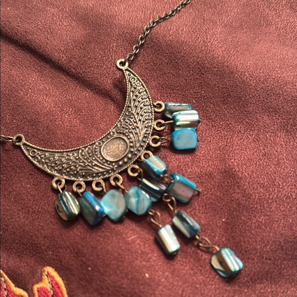 “M Style Lab” Blue & Bronze Necklace